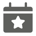 Calendar icon with a star symbol.